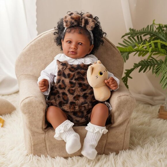 🆕Kids Realistic Reborn Baby Doll Black Girl 20 Inch Soft Body Newborn Baby Doll - Picture 5 of 8